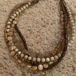 Silpada Multi-Strand Necklace with Cream and Brown Beads